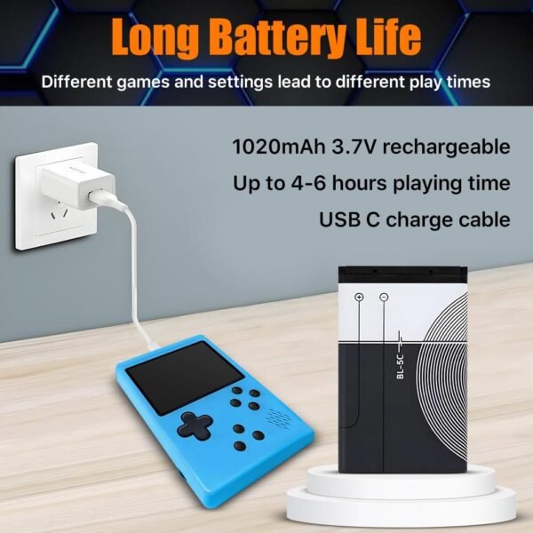 Handheld Game Console for Kids - 500 Retro Video Games - 3.0" LCD Screen - Portable Game Player with Rechargeable Battery - Mini Electronic Toy Gift for Boys and Girls - Image 4
