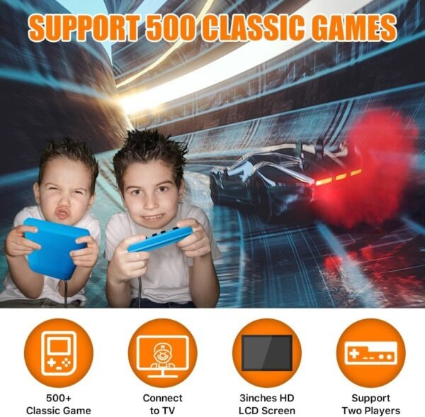 Handheld Game Console for Kids - 500 Retro Video Games - 3.0" LCD Screen - Portable Game Player with Rechargeable Battery - Mini Electronic Toy Gift for Boys and Girls - Image 5