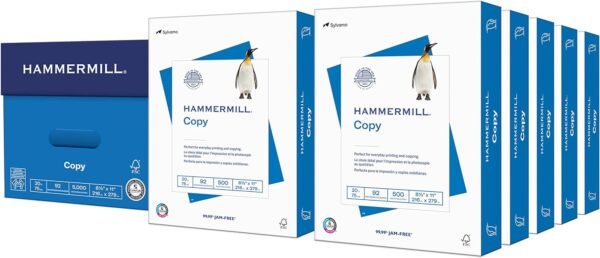 Hammermill Printer Paper, 20 lb Copy Paper, 8.5 x 11 - 10 Ream (5,000 Sheets) - 92 Bright, Made in the USA