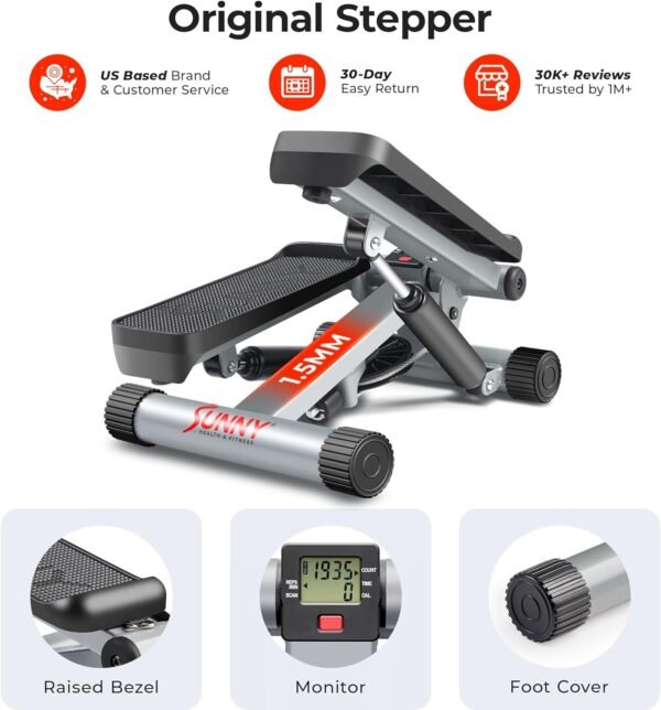 Sunny Health & Fitness Mini Steppers for Exercise at Home, Stair Step Workout Machine with Resistance Bands, Full Body Cardio Equipment, Optional Smart Stepper with SunnyFit App Connection - Image 7