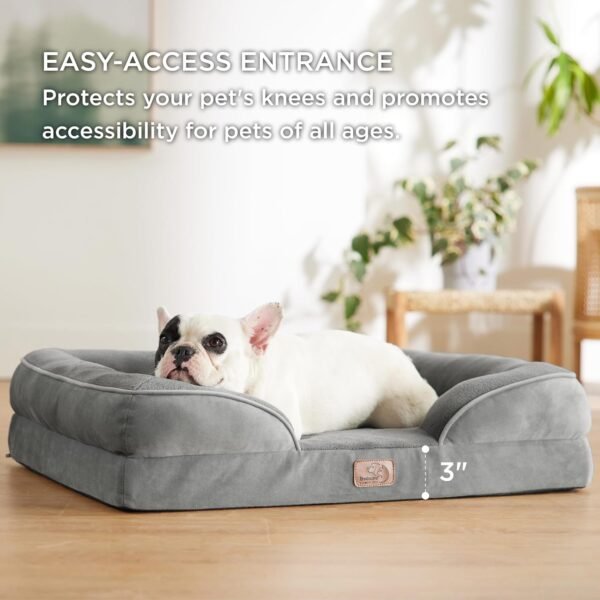 Bedsure Orthopedic Dog Bed for Medium Dogs - Waterproof Dog Sofa Beds Medium, Supportive Foam Pet Couch Bed with Removable Washable Cover, Waterproof Lining and Nonskid Bottom, Grey - Image 5