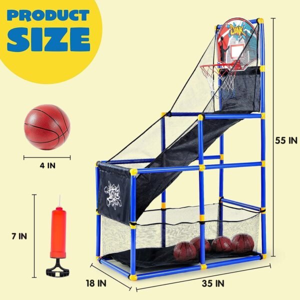 JOYIN Arcade Basketball Game Set with 4 Balls and Hoop for Kids 3 to 12 Years Old Indoor Outdoor Sport Play - Easy Set Up - Air Pump Included - Ideal for Competition - Image 7