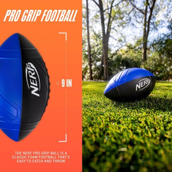 Nerf Kids Foam Football - Pro Grip Youth Soft Foam Ball - Indoor + Outdoor Football for Kids - Small Foam Football - 9" Inch Youth Sized Football - Blue + Black - Image 2