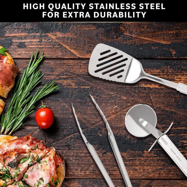 Home Hero Stainless Steel Kitchen Utensils Set - Nonstick Stainless Steel Cooking Utensils Set - Heat Resistant Kitchen Essentials & Metal Kitchen Gadgets (54 Pcs) - Image 6