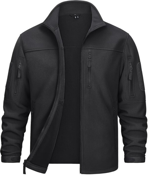 KEFITEVD Men's Tactical Fleece Jackets Full Zip Casual Outdoor Winter Warm Jacket Multi Pockets
