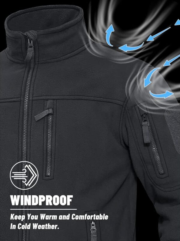 KEFITEVD Men's Tactical Fleece Jackets Full Zip Casual Outdoor Winter Warm Jacket Multi Pockets - Image 4
