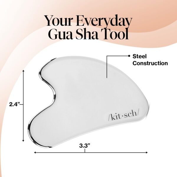 Kitsch Stainless Steel Gua Sha Facial Tools, Lymphatic Drainage Massager for Face, Chin & Jawline Sculpting, Body Guasha Tool for Muscle Tension, Manual Massage Stick for Skin Care Gifts for Mom Women - Image 4