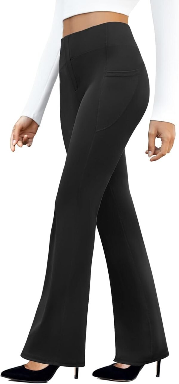 Women's Work Pants Business Casual Pants High Waisted Yoga Flare Leggings with Pockets Dress Slacks Tummy Control