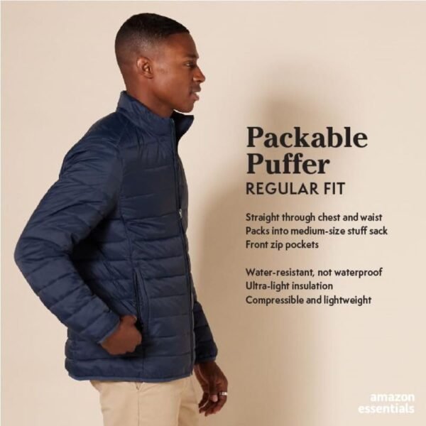 Amazon Essentials Men's Packable Lightweight Water-Resistant Puffer Jacket (Available in Big & Tall) - Image 2