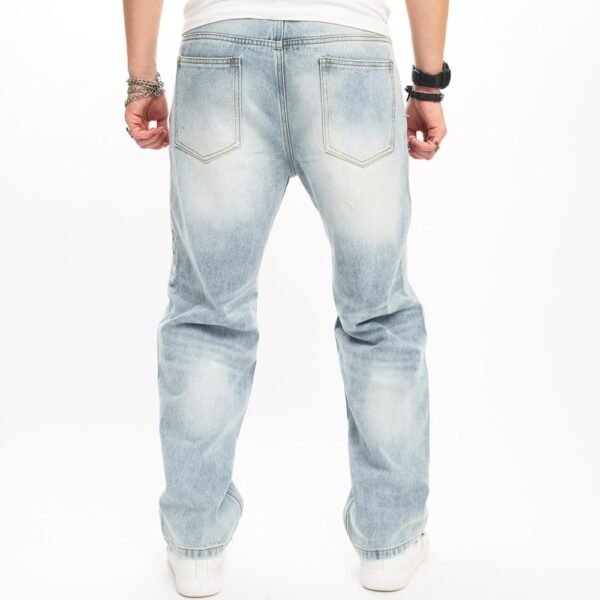 WEIBUMAOYI Men's Wide-Leg Jeans Straight Leg Carpenter Denim Pants Loose fit Trousers - Image 6