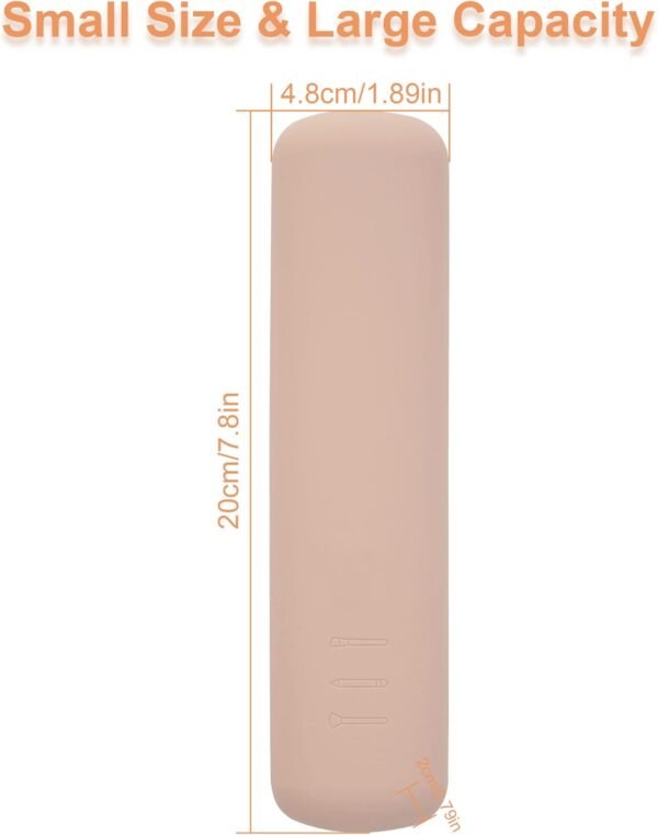 FERYES Travel Makeup Brush Holder, Magnetic Anti-fall Out Silicon Portable Cosmetic Face Brushes Holder, Soft and Sleek Makeup Tools Organizer for Travel-Khaki - Image 7