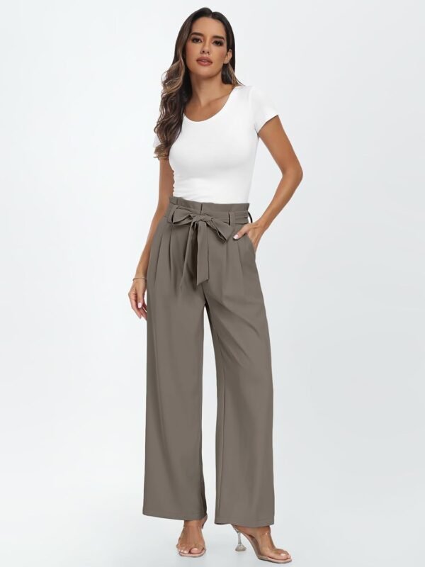 LILLUSORY Wide Leg Dress Pants Women's Paperbag High Waisted Business Casual Trousers with Removable Belt - Image 2