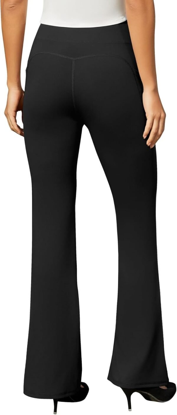 Women's Work Pants Business Casual Pants High Waisted Yoga Flare Leggings with Pockets Dress Slacks Tummy Control - Image 2