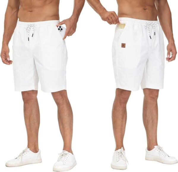 QPNGRP Men's Stretch Waist Casual Shorts with 5 Pockets Include 1 Zipper Pocket - Image 4