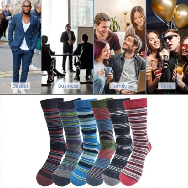 Lavencious Mens Black and Multi-Color Dress Socks, Viscose Fiber Crew Socks for Men Socks Size 10-13, 5/6 Pairs - Image 5
