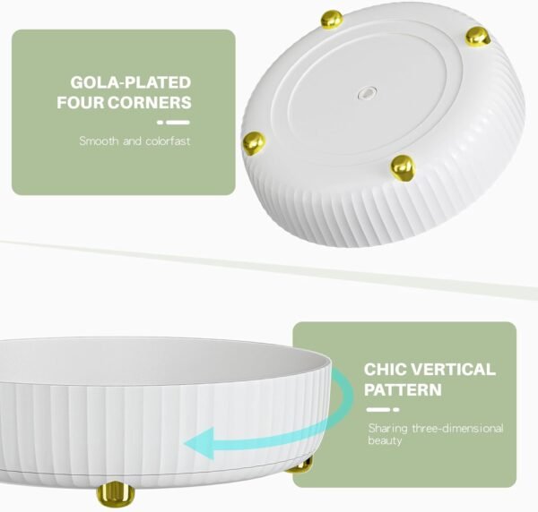 Bathroom Organizers and Storage - Rotating Makeup Organizer Tray for Perfume,Skincare,Cosmetics and Bathroom Storage,Lazy Susan Organizer,White - Image 3