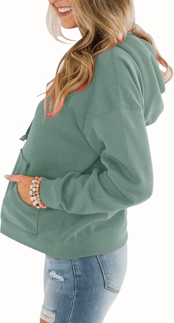 BeadChica Womens Casual Hoodies Crew Neck Long Sleeve Sweatshirts With Pocket Lightweight Pullover Tops - Image 2
