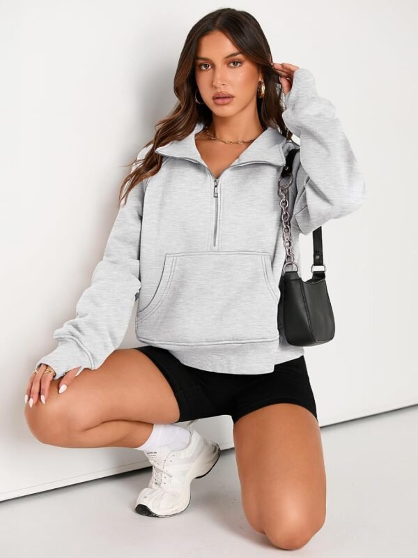 AUTOMET Womens Sweatshirts Half Zip Cropped Pullover Fleece Quarter Zipper Hoodies 2025 Fall Fashion Outfits Clothes - Image 4