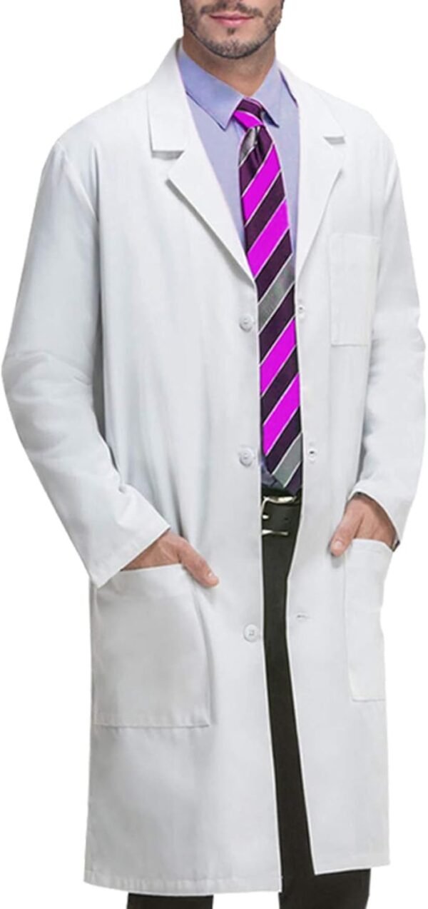 VOGRYE Professional Lab Coat for Men Women Long Sleeve, White, Unisex