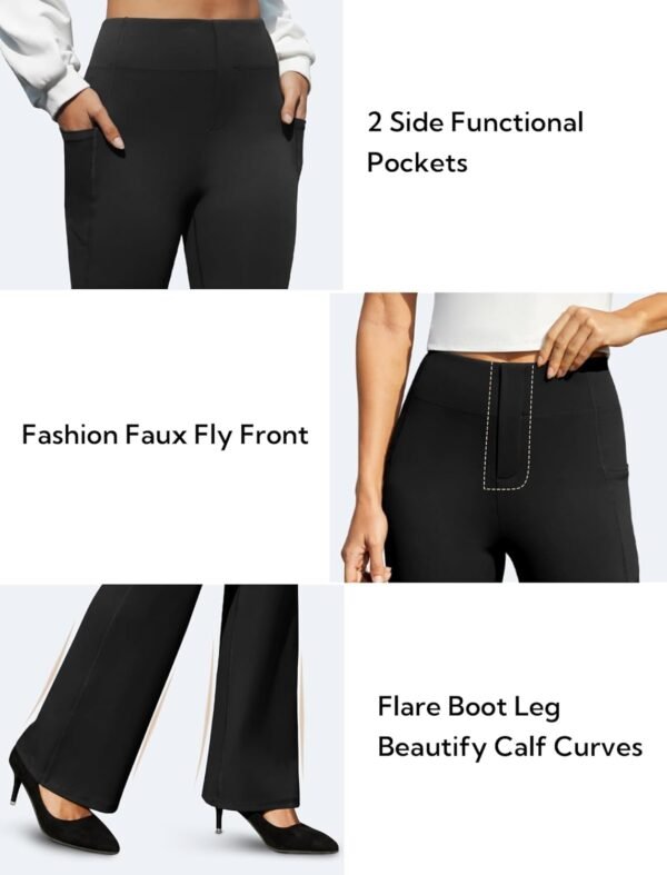 Women's Work Pants Business Casual Pants High Waisted Yoga Flare Leggings with Pockets Dress Slacks Tummy Control - Image 5