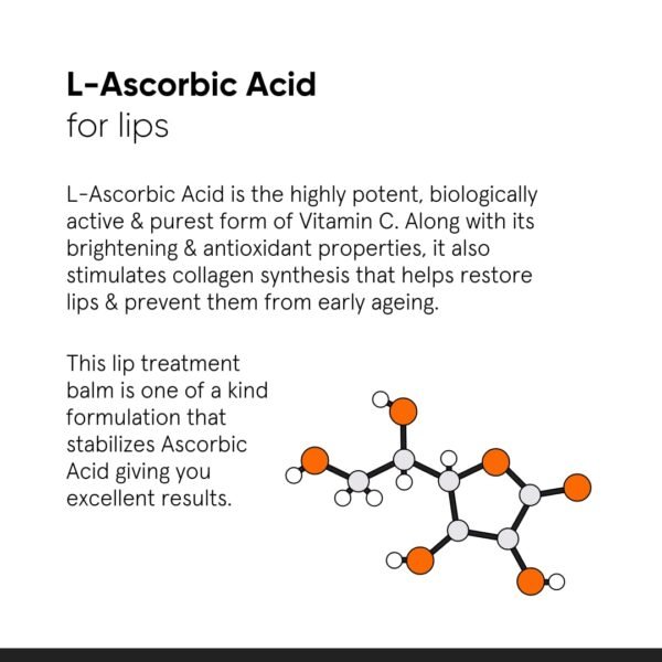 Minimalist Lip Treatment Balm for Lightening Dark Lips, Hydrating & Softening | 8% L-Ascorbic Acid with Vitamin E, Radianskin & Glycerine | For Women & Men | 0.42 Oz / 12 gm - Image 4