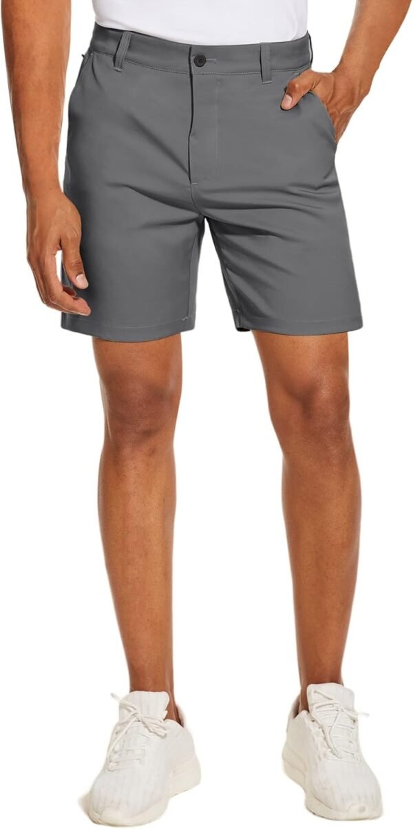 PULI Men's Golf Dress Shorts Flat Front Hybrid 7 Inch Lightweight Quick Dry Chino Casual with Pockets - Image 2