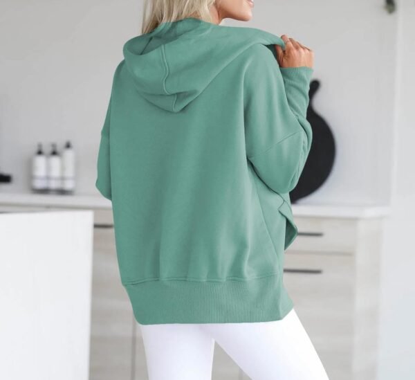 Women Causal Long Sleeve Hoodie Oversied Button Collar V Neck Sweatshirt Trendy Pullover Tops With Pockets Fashion 2024 - Image 5