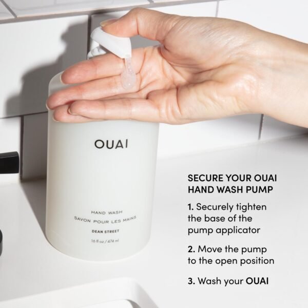 OUAI Hand Wash - Liquid Hand Soap with Jojoba, Avocado, & Rose Hip Oil for Replenished Skin - Gentle Exfoliating Bathroom + Kitchen Hand Soap (16 Fl Oz) - Image 4