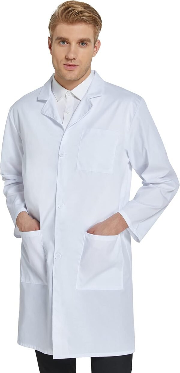 VOGRYE Professional Lab Coat for Men Women Long Sleeve, White, Unisex - Image 6