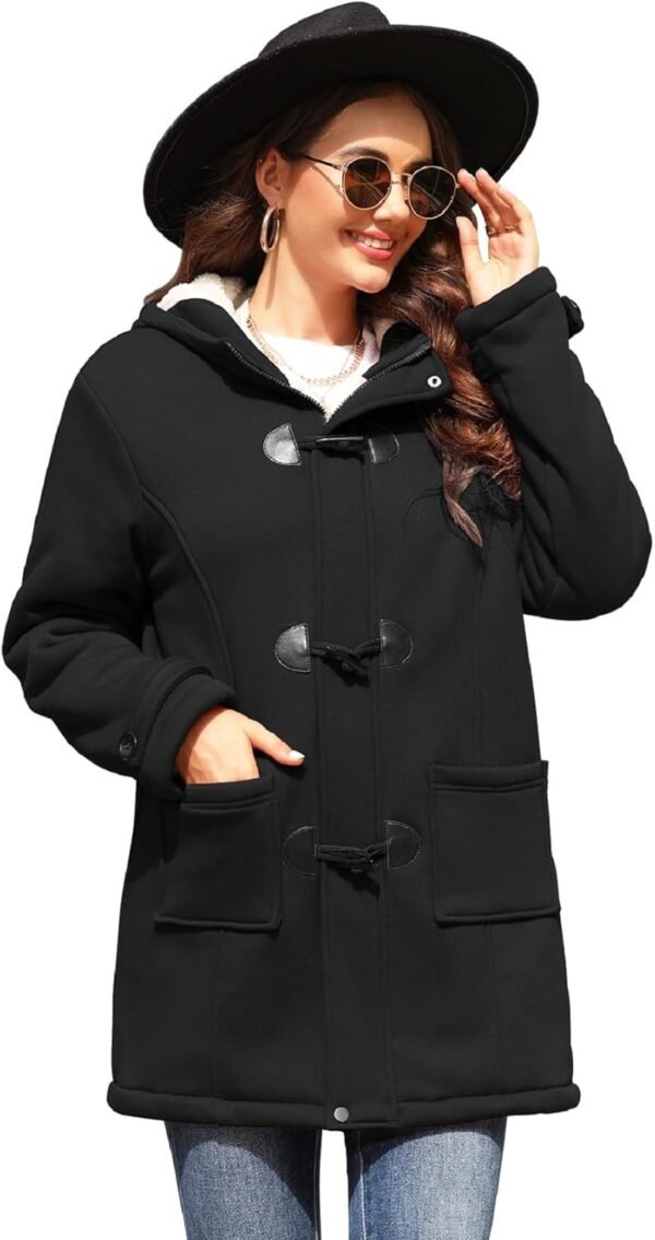 HEEKPEK Womens Sherpa Lined Coats Winter Warm Fashion Horn Button Fleece Thicken Hooded Casual Jackets Long Sleeve Outerwear - Image 7