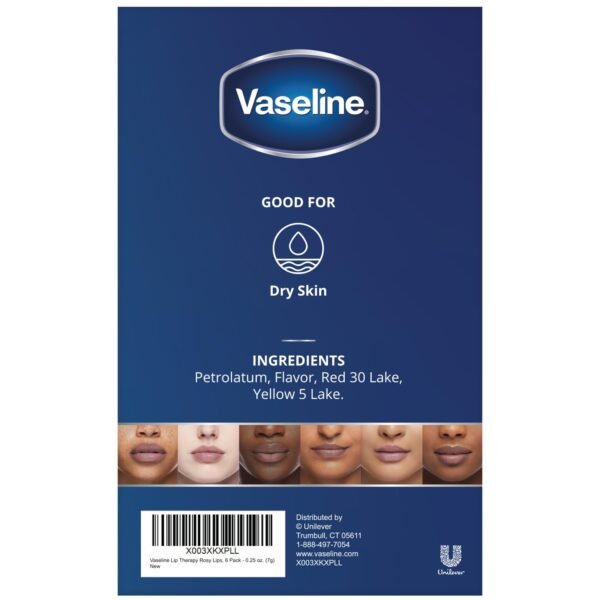 Vaseline Lip Therapy Rosy Lips 6-Pack – Mini Lip Balms for Soft, Deliciously Kissable Lips, Premium Gift Set, 0.25 Oz Ea - Image 6