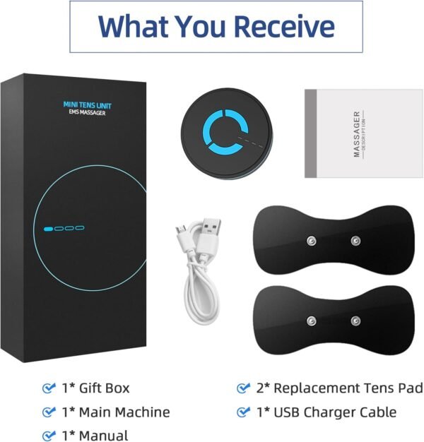 Mini Massager,Rechargeable Intelligent TENS Unit Muscle Stimulator for Pain Relief - FSA or HSA Eligible Deep Tissue EMS Massager Management for Back, Neck, Arm Electronic Pulse Machine - Image 9