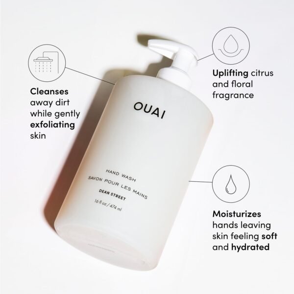 OUAI Hand Wash - Liquid Hand Soap with Jojoba, Avocado, & Rose Hip Oil for Replenished Skin - Gentle Exfoliating Bathroom + Kitchen Hand Soap (16 Fl Oz) - Image 2