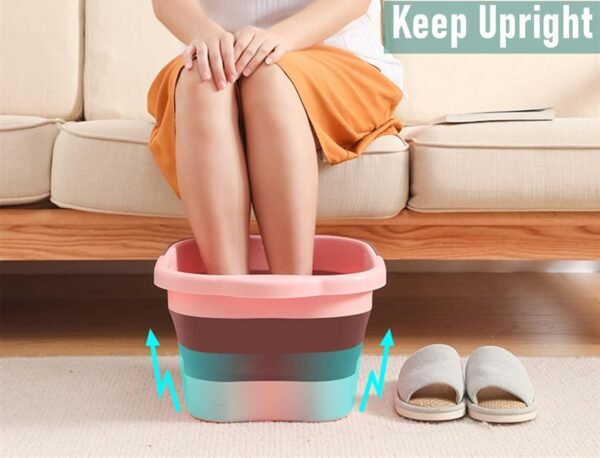 Collapsible Foot Bath Soak Tub with Handle, Plastic Foldable Feet Spa Soaking Basin Bucket with Massager Acupoint for Washing, Pedicure Foot Care Bathtub Bowl Tools for Pain Relief, Green - Image 8