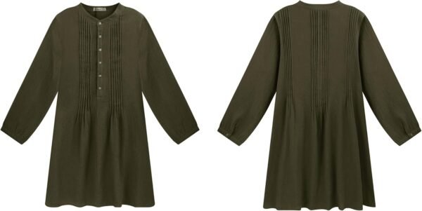 R.Vivimos Women's Tunic Dress Fall Cotton Button Down Long Sleeves Casual Mini Shirt Dress - Image 3