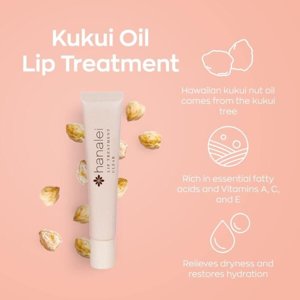 Hanalei Cruelty-Free Treatment for Chapped Lips, Extreme Dry Lip Moisturizer, Overnight Lip Balm for Cracked Lips, Made with Kukui Oil, Shea Butter, Grapeseed Oil, Clear Formula, Full Size (15 g) - Image 6