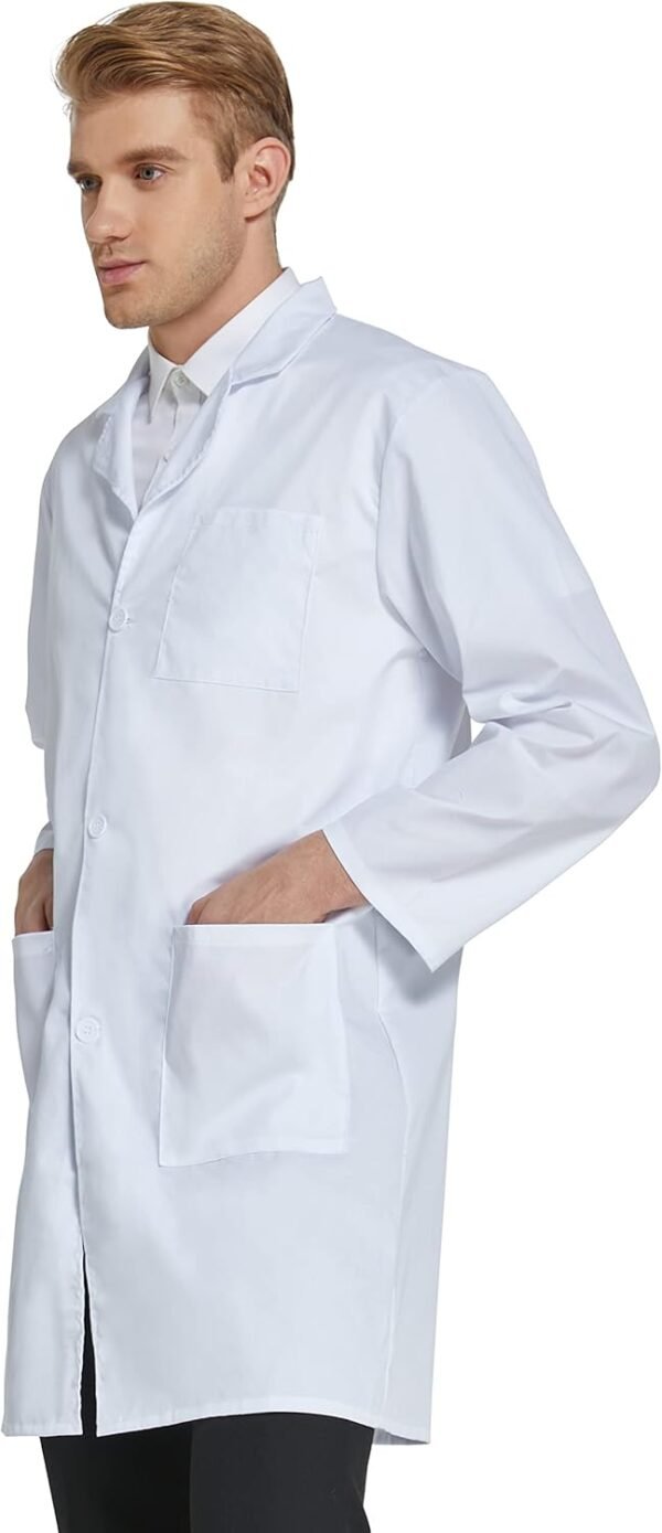 VOGRYE Professional Lab Coat for Men Women Long Sleeve, White, Unisex - Image 5