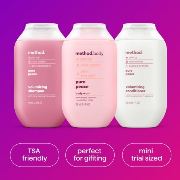 Method Body Wash and Hair Care Gift Set, Pure Peace, 3.4 oz Travel Size Bottles - Image 5