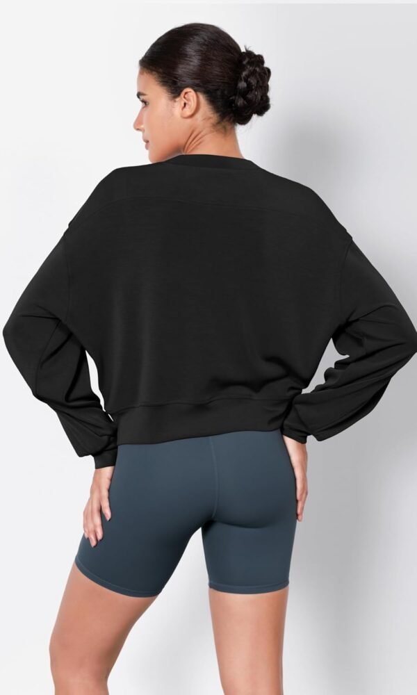 ODODOS Modal Soft Long Sleeve Cropped Sweatshirts for Women Oversized Crew Neck Pullover Crop Top - Image 2