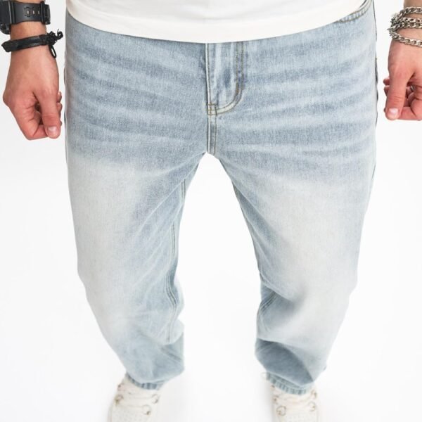 WEIBUMAOYI Men's Wide-Leg Jeans Straight Leg Carpenter Denim Pants Loose fit Trousers - Image 5