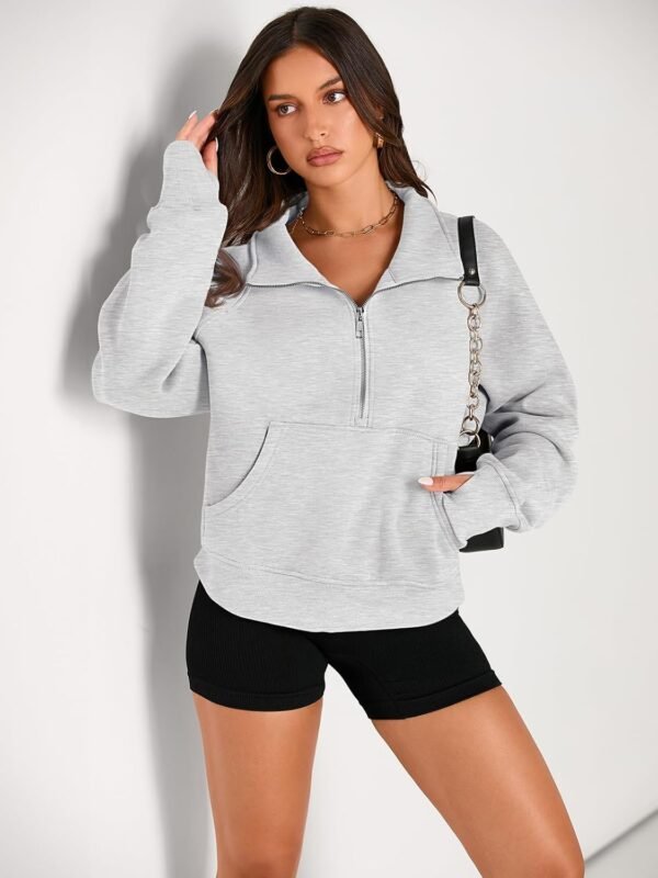 AUTOMET Womens Sweatshirts Half Zip Cropped Pullover Fleece Quarter Zipper Hoodies 2025 Fall Fashion Outfits Clothes - Image 2