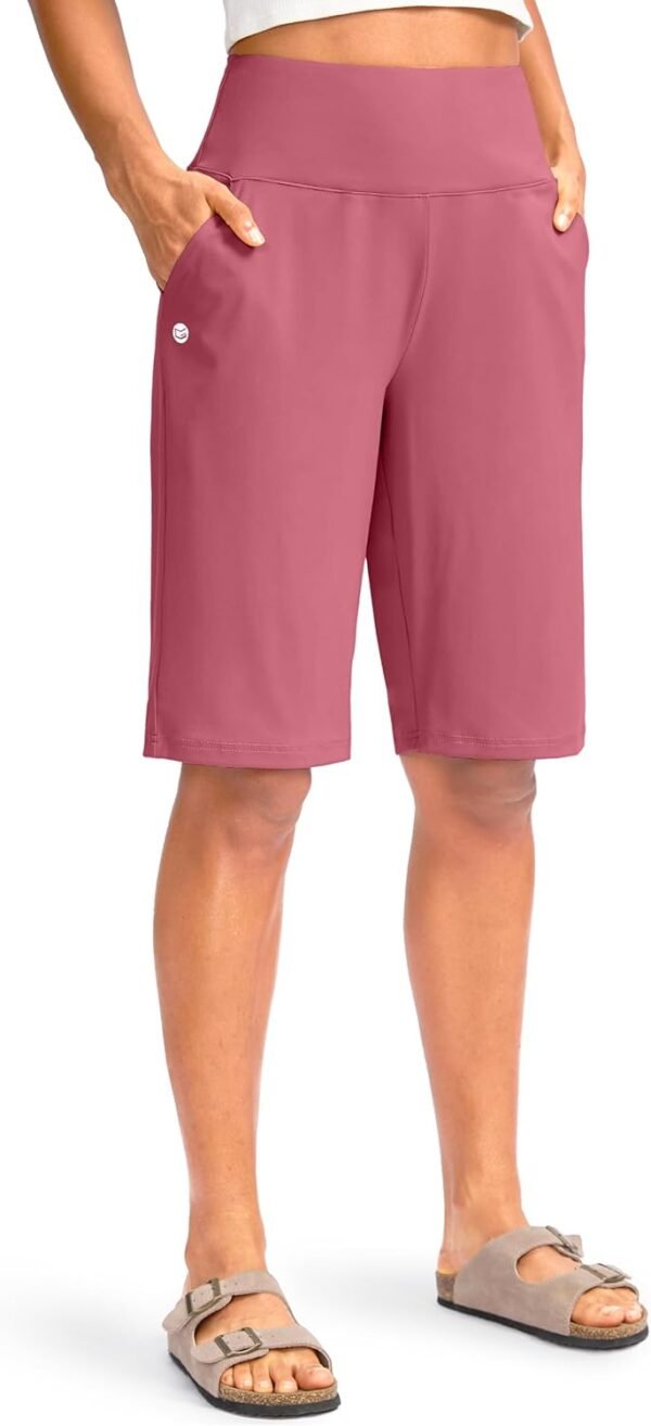 G Gradual Women's 12" Bermuda Long Shorts with Pockets High Waisted Stretch Knee Length Shorts for Women Summer Walking