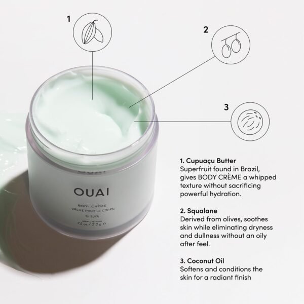OUAI Body Cream, Shibuya - Hydrating Whipped Body Cream with Cupuaçu Butter, Coconut Oil and Squalane - Softens Skin and Delivers Healthy-Looking Glow - Sulfate Free Skin Care (7.5 Oz) - Image 3