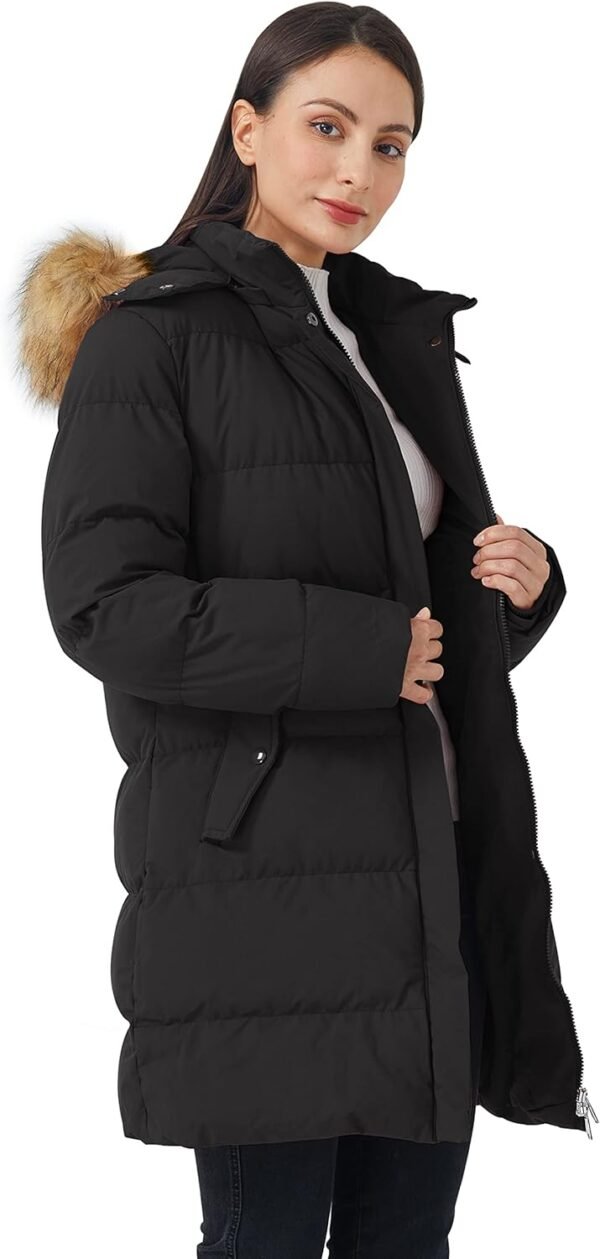 WenVen Women's Winter Thicken Puffer Coat Warm Jacket with Faux Fur Removable Hood - Image 4