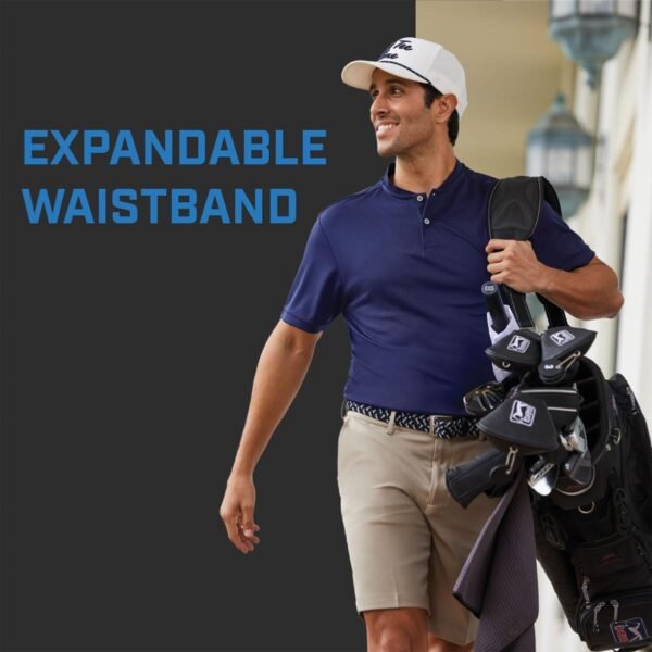 PGA TOUR Men's 9" Golf Shorts with Expandable Waistband, Flat Front, Moisture-Wicking, Sun Protection, Stretch, Lightweight - Image 3