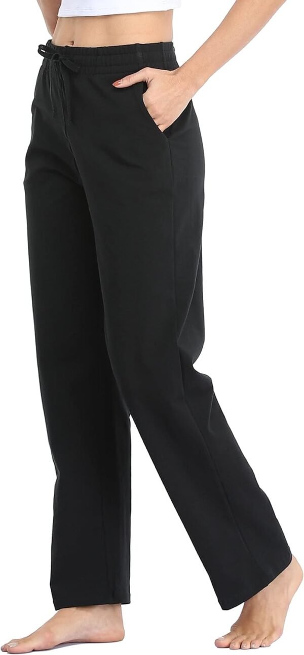 Willit Women's Cotton Sweatpants Open Bottom Yoga Sports Pants Straight Leg Lounge Athletic Pants with Pockets