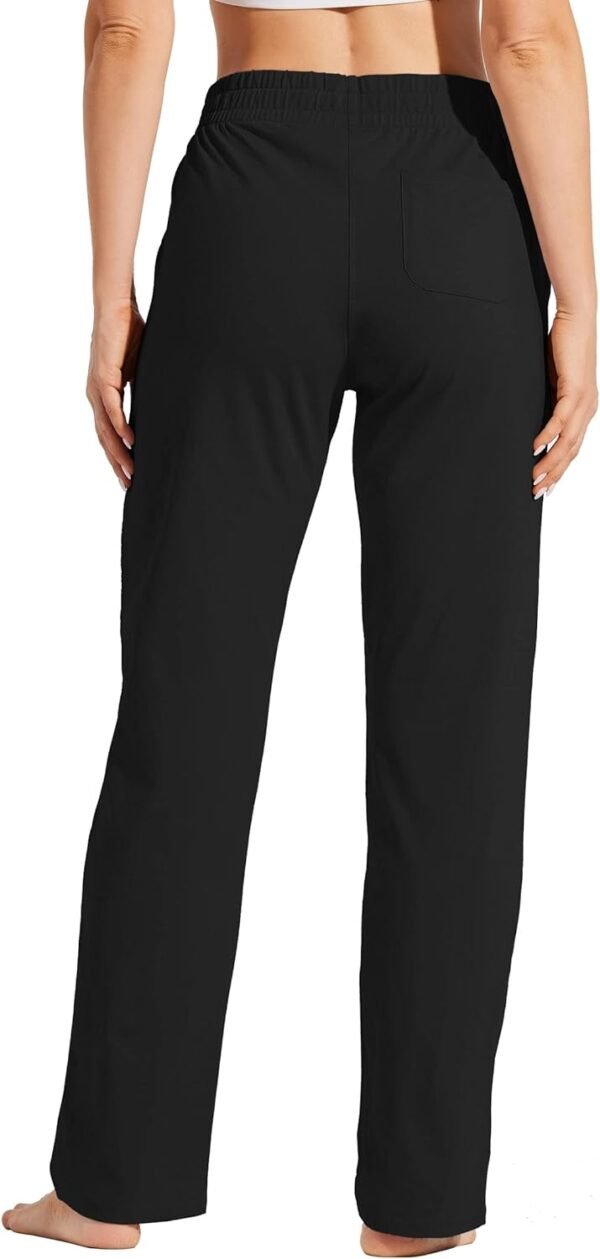 Willit Women's Cotton Sweatpants Open Bottom Yoga Sports Pants Straight Leg Lounge Athletic Pants with Pockets - Image 2