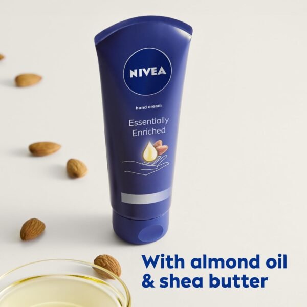 NIVEA Moisturizing Must-Haves Skin Care Set, Essentially Enriched Hand Cream with Almond Oil and Shea Butter, 2.6 Oz Tube (Pack of 2) + Moisture Lip Care Lip Balm, 0.17 Oz Stick (Pack of 2) - Image 4