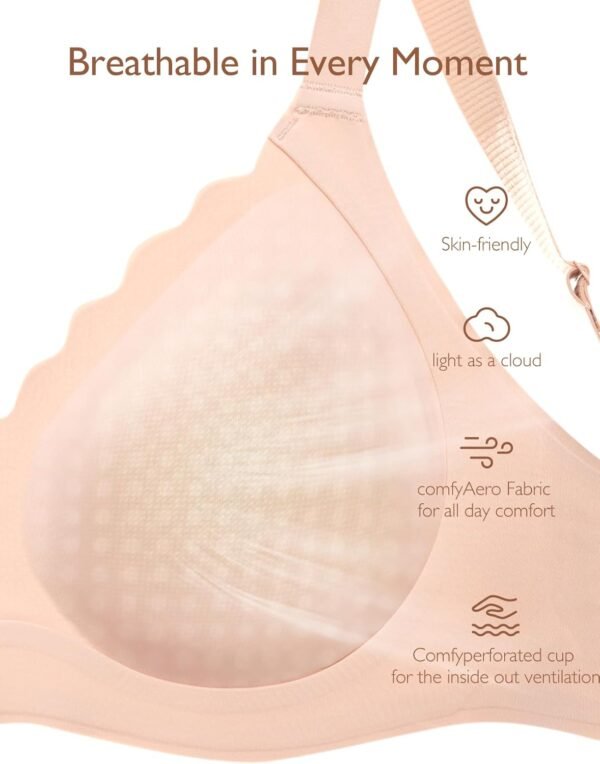 Seamless Bra Wireless Bra for Women, Breathable W-Comfort Support Everyday Bra with Scallop Edges - Image 2