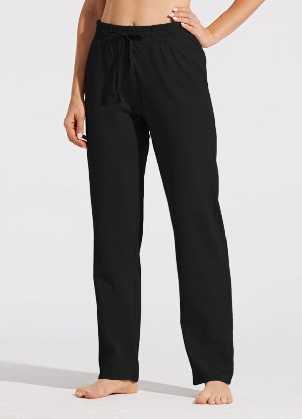 Willit Women's Cotton Sweatpants Open Bottom Yoga Sports Pants Straight Leg Lounge Athletic Pants with Pockets - Image 5